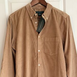 French Connection Micro-Corduroy Shirt in "Sun-kissed Molasses"
